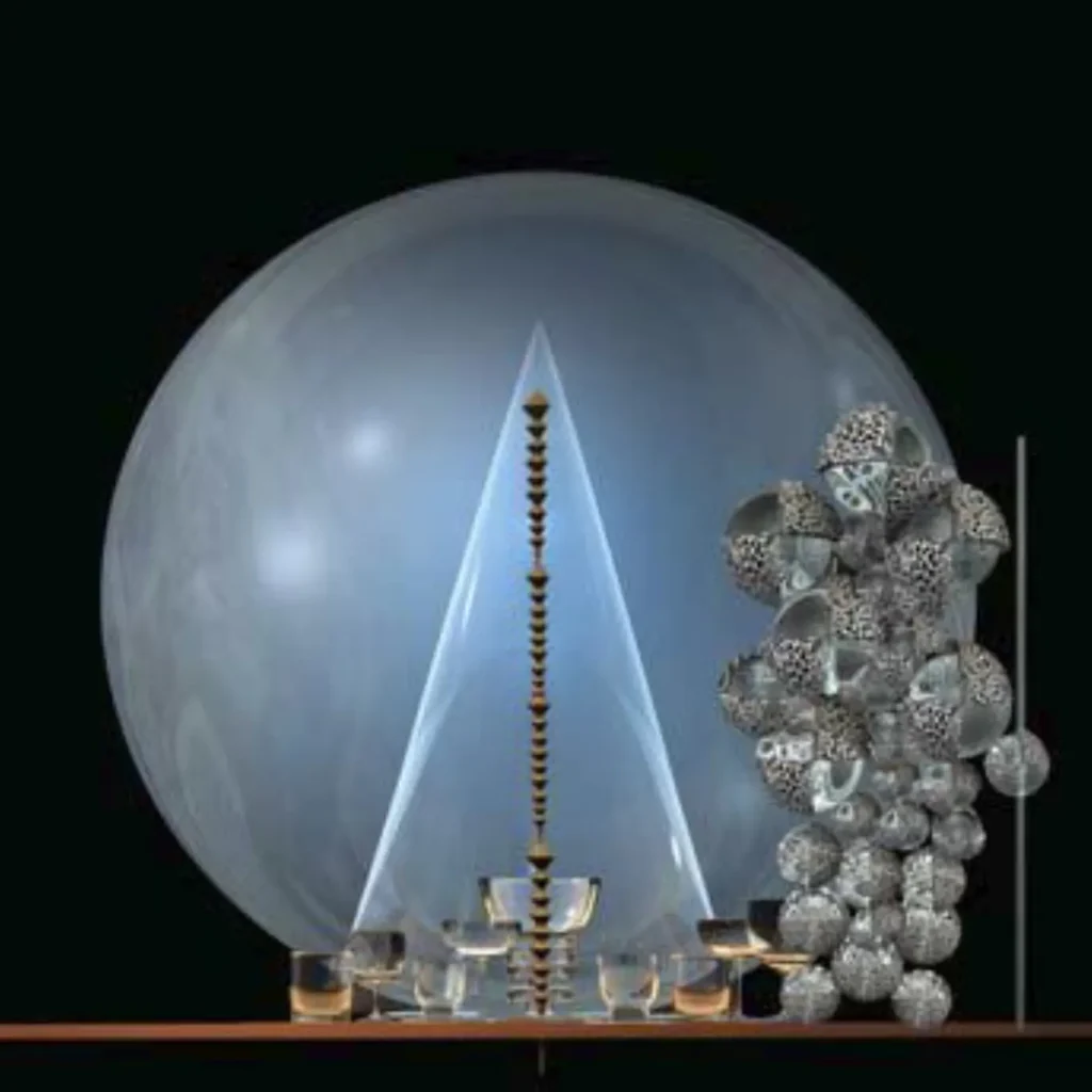 An abstract 3D artwork depicting an orb