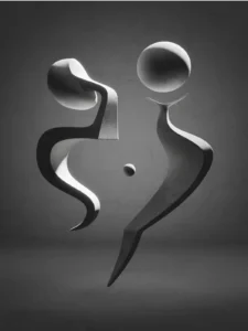 Two abstract bodies in a void