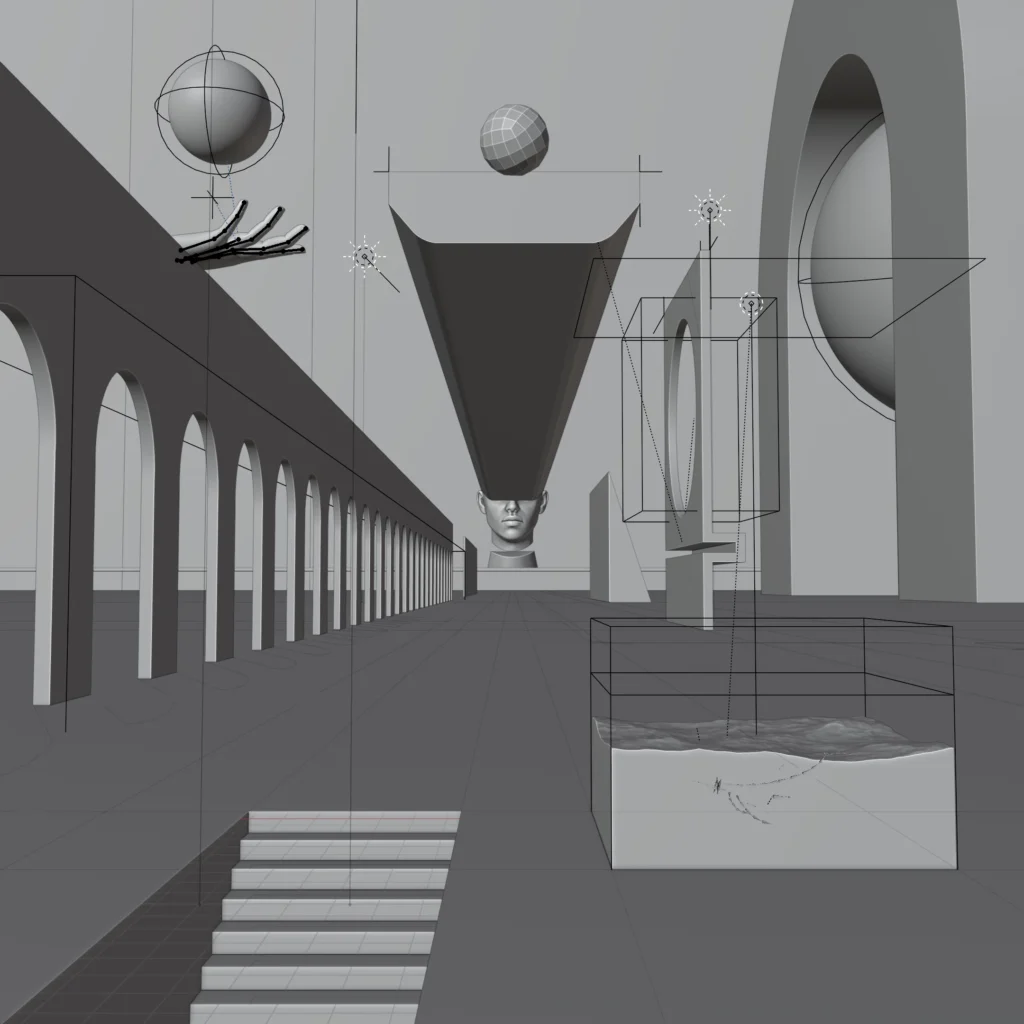 The artwork Metaphysical Bleeding in the 3D viewport