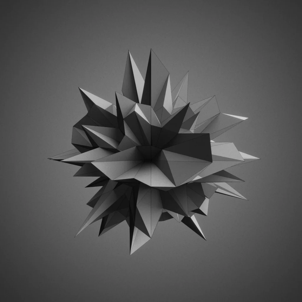 An abstract polygon in black and white