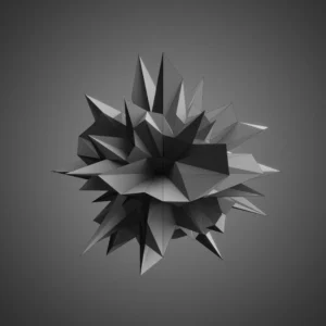 An abstract polygon in black and white